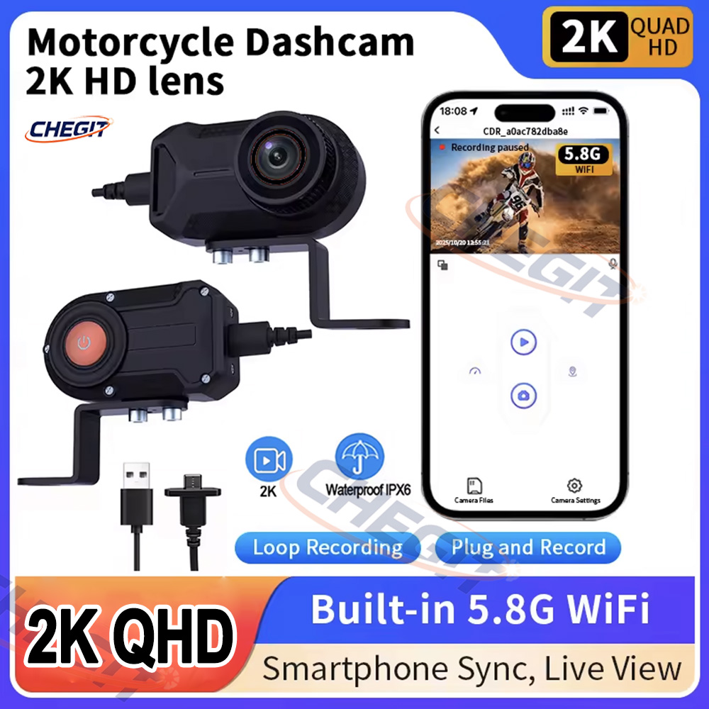 Compact Camera Mirrorless - Motorrad-DVR 2K HD WiFi mit wasserdichter