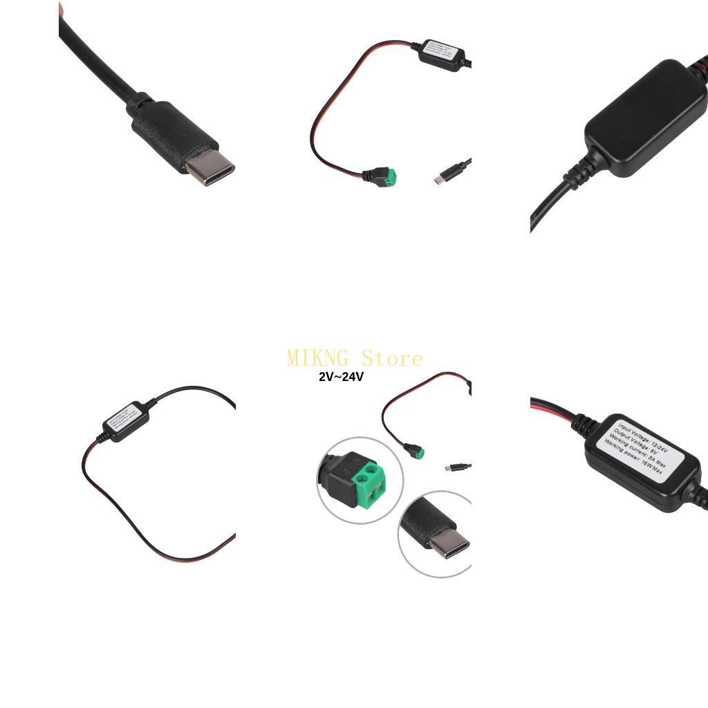 Electronics And Gadgets With C - 2-Pin-auf-Typ-C-Ladekabel zur Spannungsreduzierung von 12V/24V auf