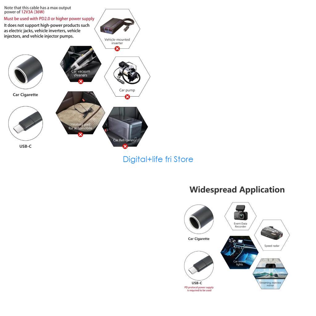 Electronics And Gadgets With C - E06D USB-C-Stecker auf Zigarettenanzünder, Netzteil, 5